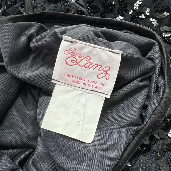 Vintage Black Sequin Mini Dress Petite Lanza Cocktail Party Fairy Goth USA - Picture 8 of 8